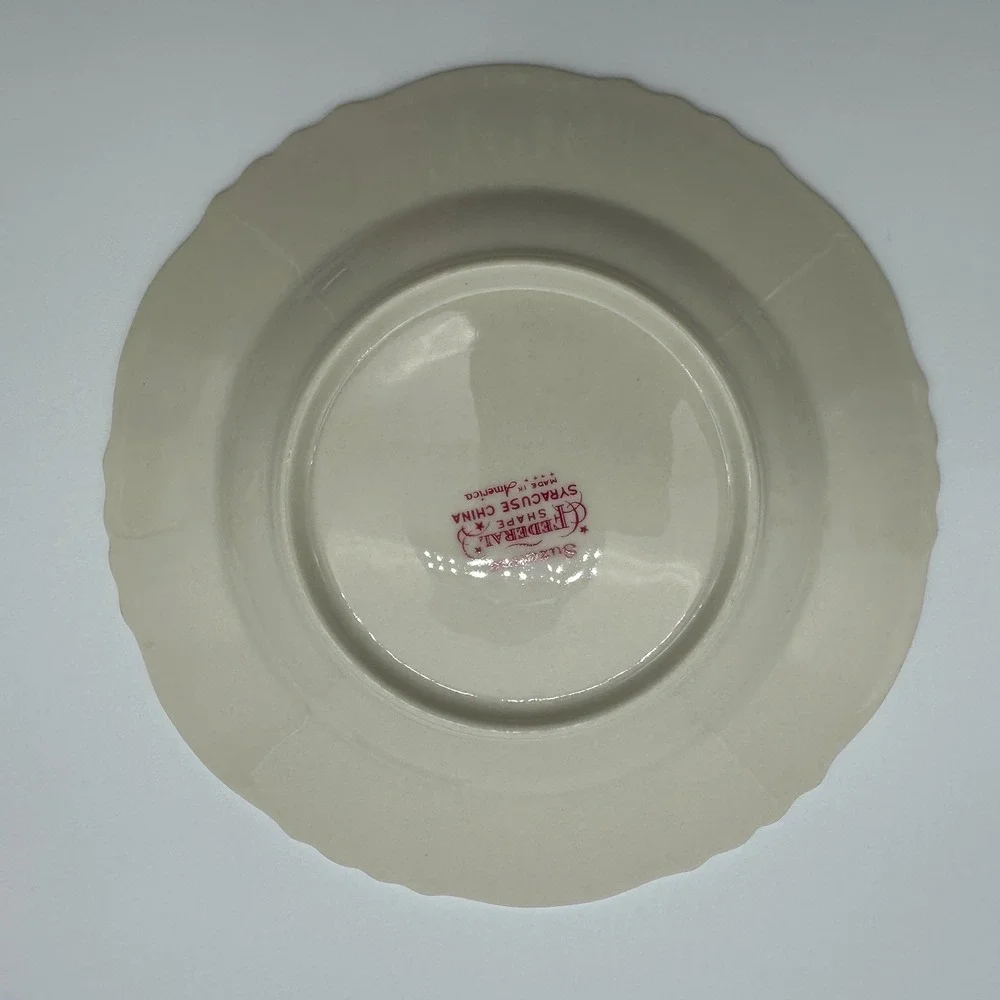 4 Syracuse China Suzanne Federal Shape Bread Plates Floral Gold 6.25